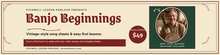 Pickwell banjo lessons banner template