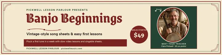 Pickwell banjo lessons banner template