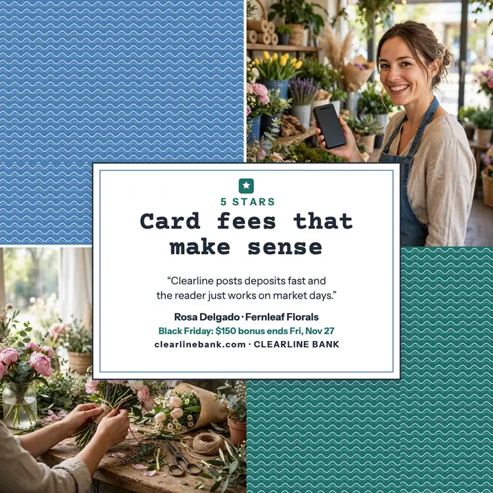 Clearline Bank card review envelope post template