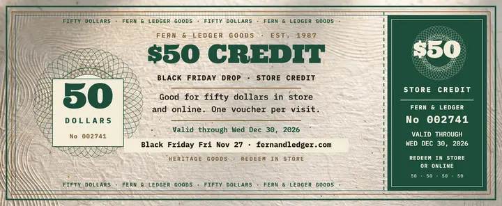 Fern and Ledger fifty dollar voucher template
