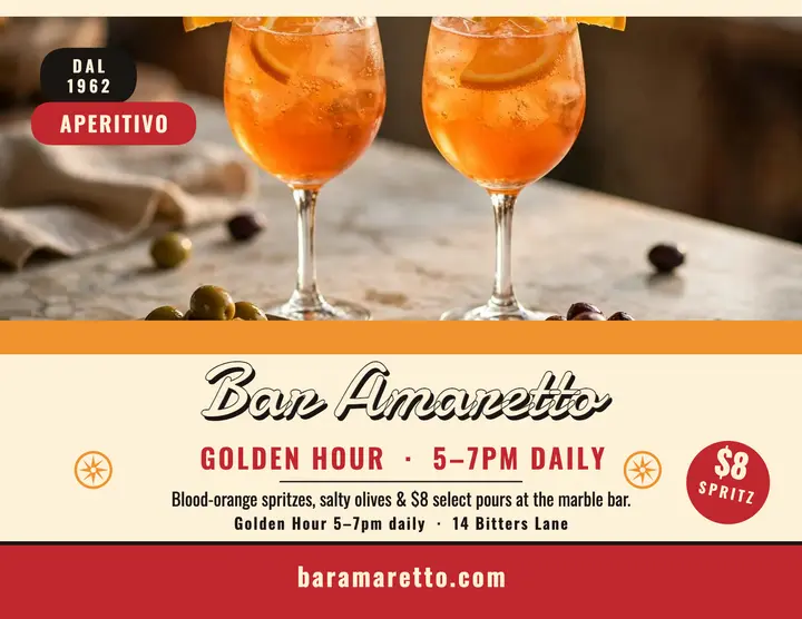 Bar Amaretto golden hour flyer template