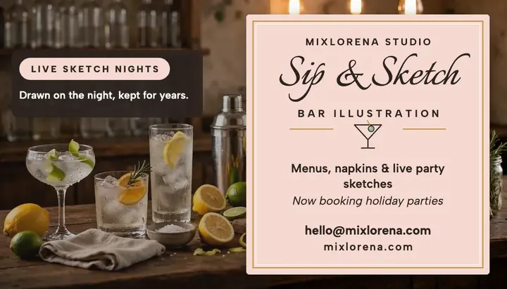 Mixlorena Studio bar illustrator napkin card template