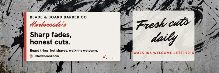 Blade and Board barber brush header template