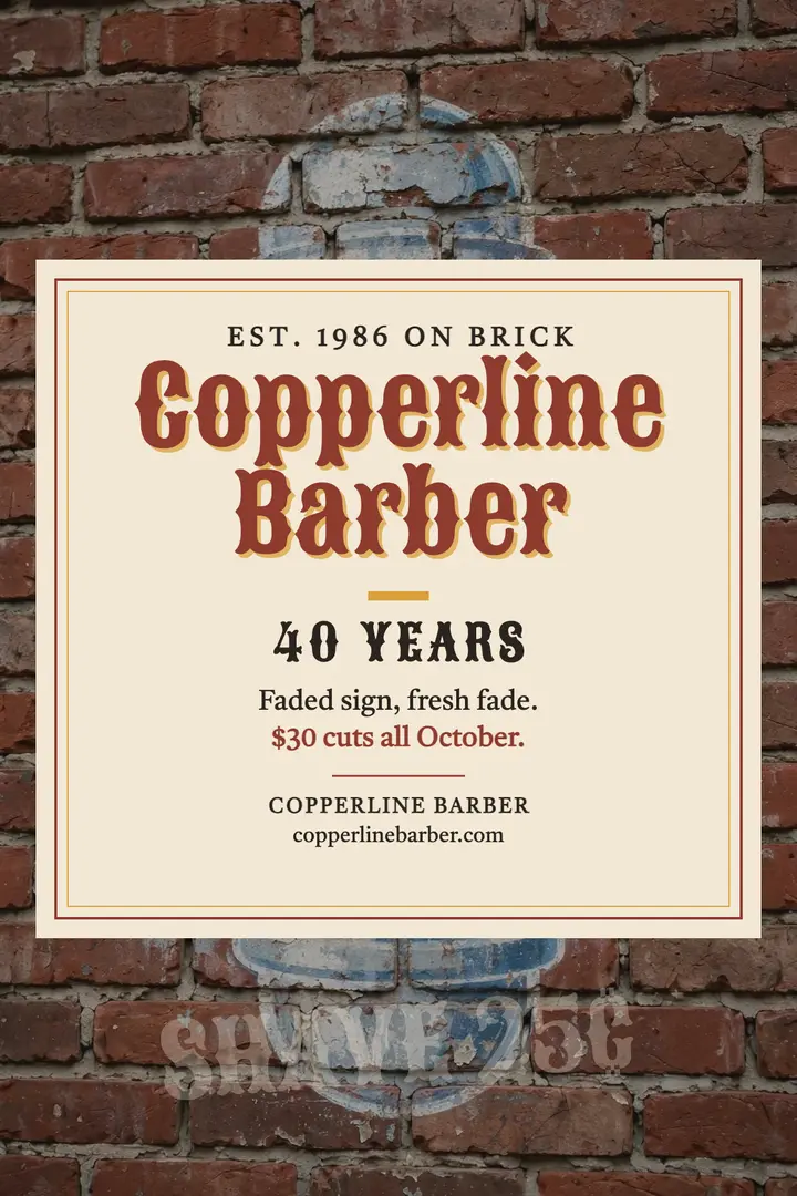 Copperline Barber ghost sign poster template
