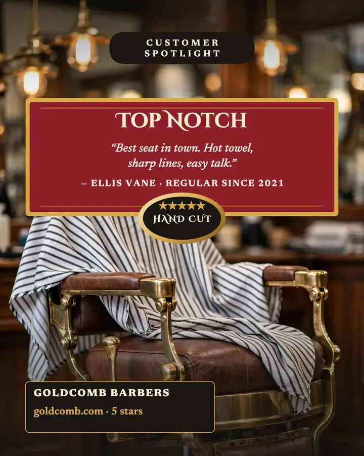 Goldcomb Barbers customer spotlight crest template