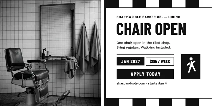 Sharp and Sole chair open hiring post template
