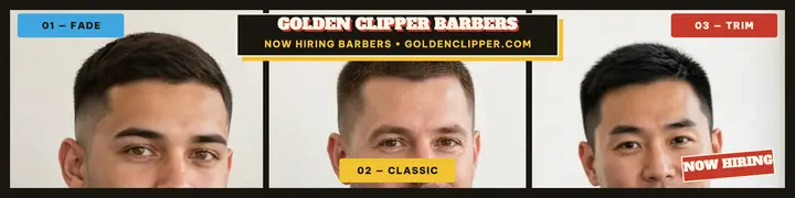 Golden Clipper hiring banner, painted panels template