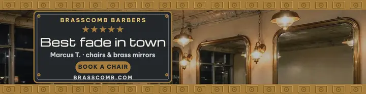 Brasscomb Barbers 5-star review billboard template