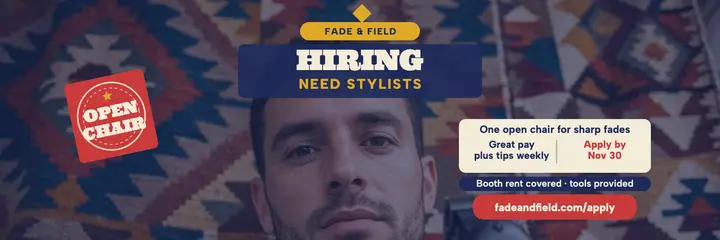 Fade and Field stylist hiring header template