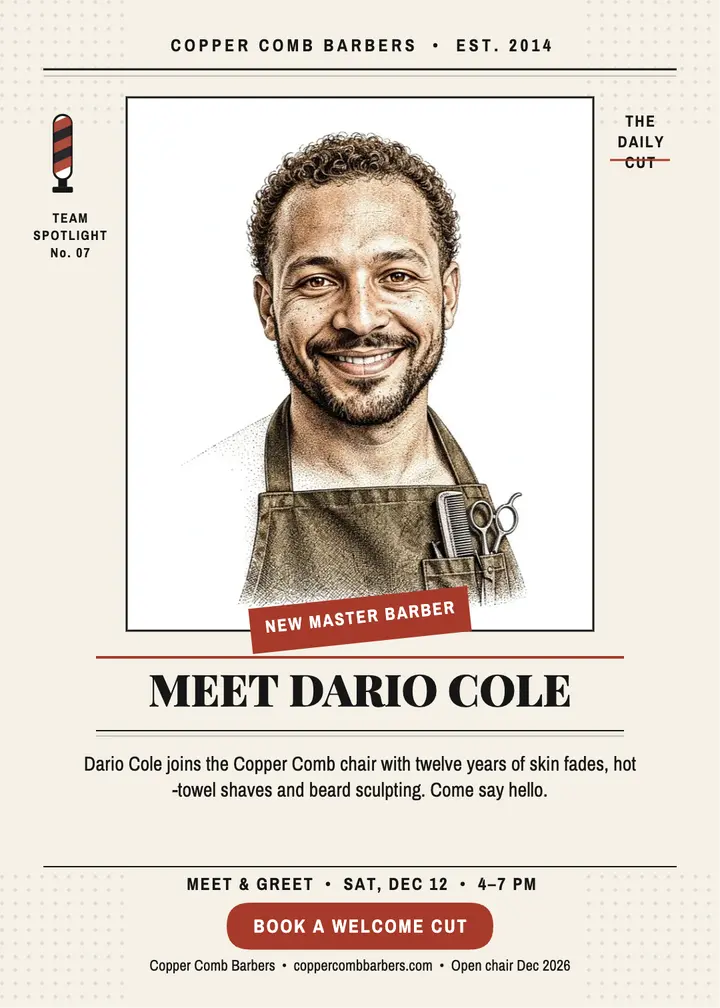 Copper Comb welcomes Dario invite template
