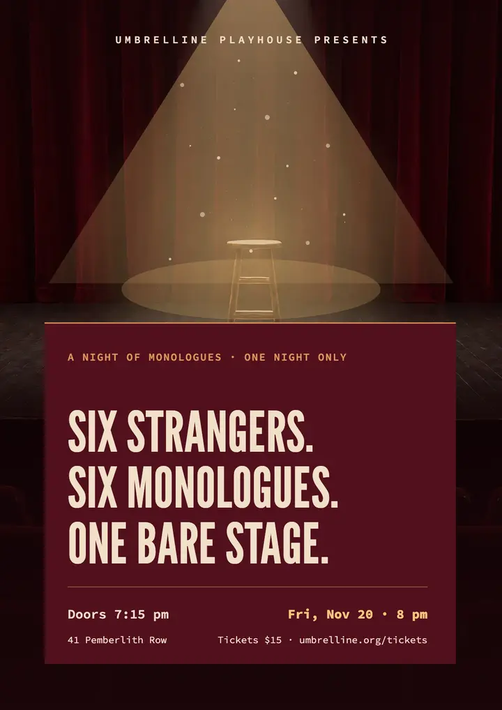 Bare stage monologue night flyer: theater event flyer template