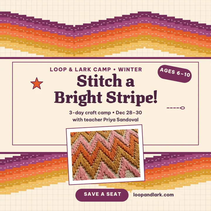Loop and Lark bargello kids craft camp post template