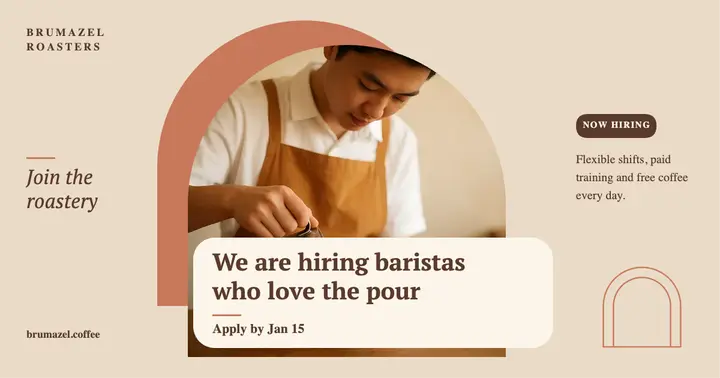 Brumazel Roasters barista hiring arch post: barista hiring post template