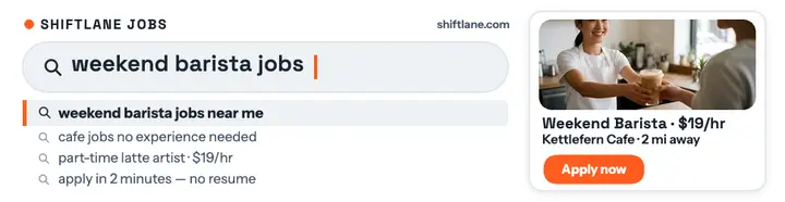 Shiftlane weekend barista jobs billboard template