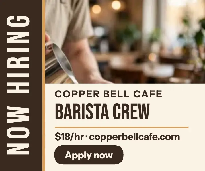Copper Bell barista spine hiring ad template