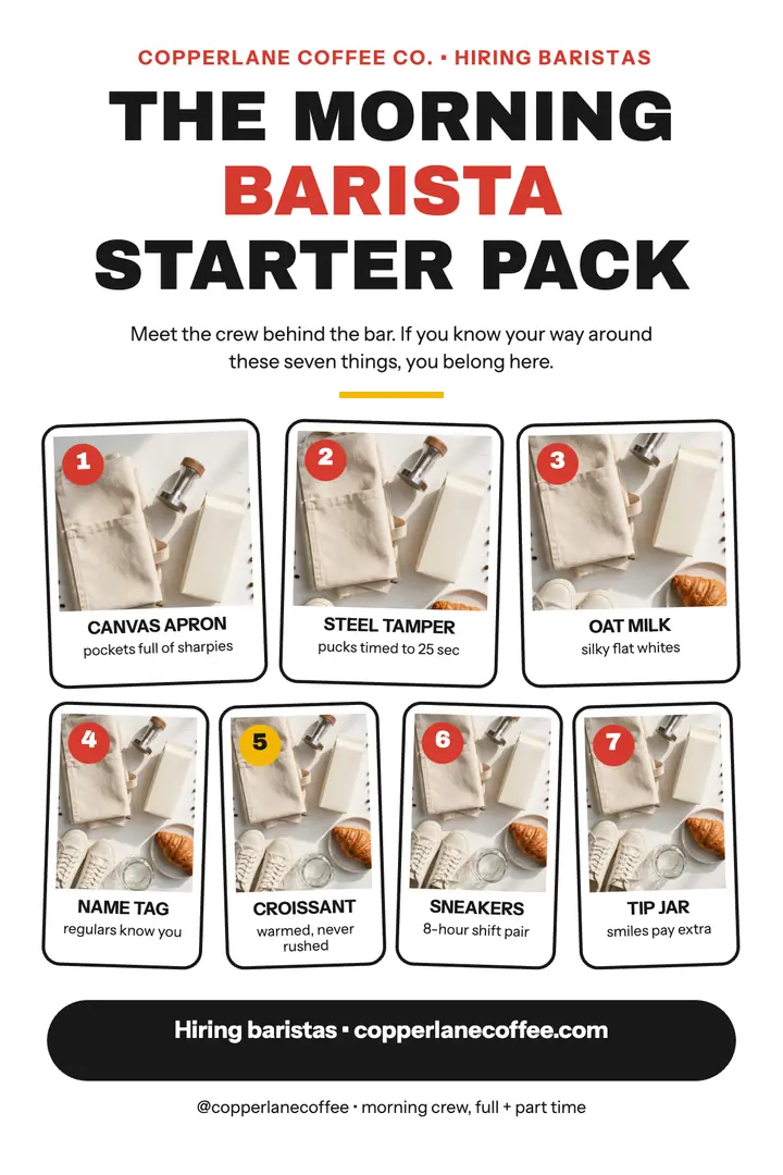 Morning barista starter pack hiring poster template