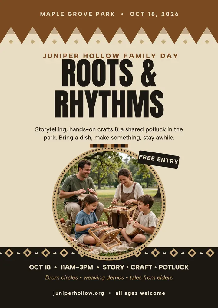 Juniper Hollow Family Day heritage flyer template