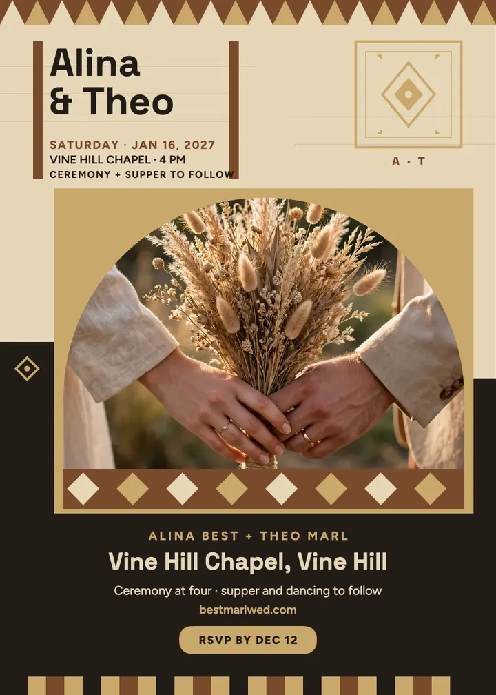 Alina and Theo bark geometry invite template