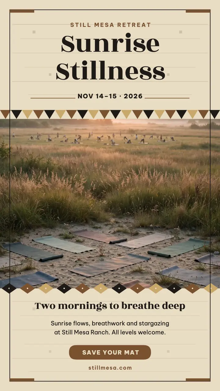 Still Mesa sunrise yoga retreat story template