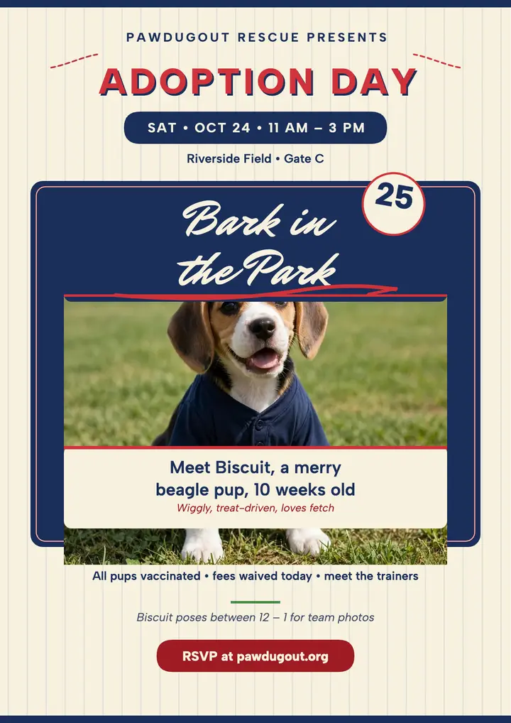 Bark in the Park adoption flyer template