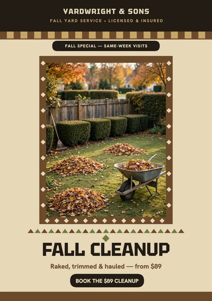 Yardwright fall cleanup flyer template
