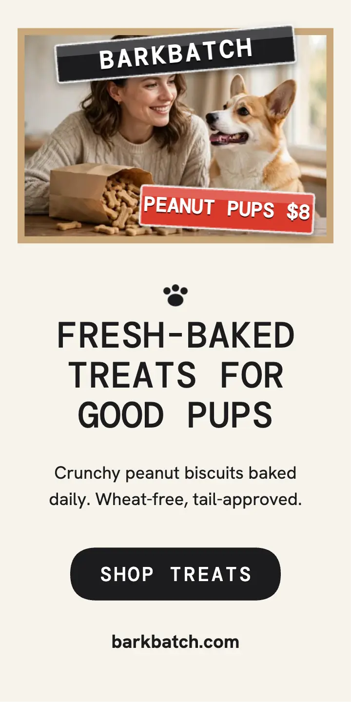 Barkbatch dog treats label tape ad template