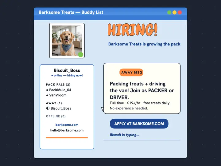 Barksome hiring messenger slide template