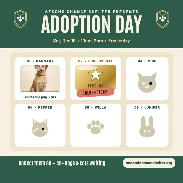 Second Chance Shelter adoption day sticker page template