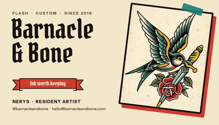 Tattoo artist business card, flash sheet template