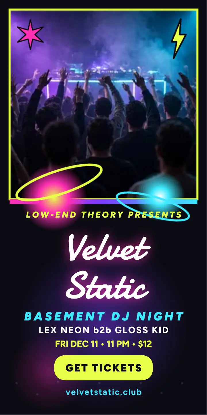 Velvet Static basement DJ night ad template