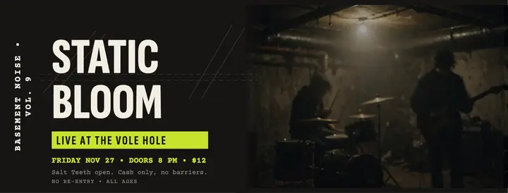 Static Bloom basement grunge gig cover template