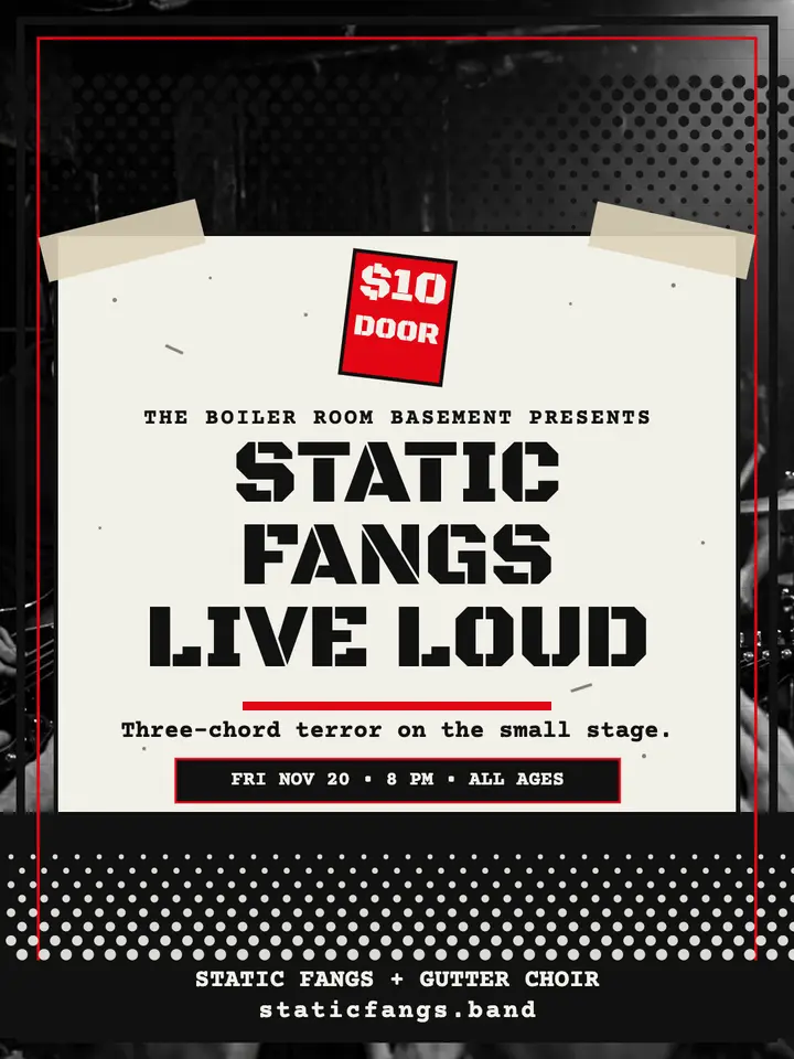 Static Fangs basement punk show poster template