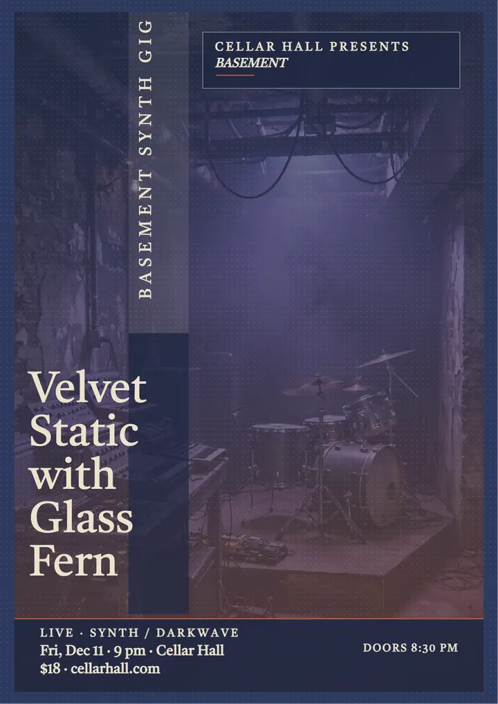 Velvet Static basement synth gig flyer template