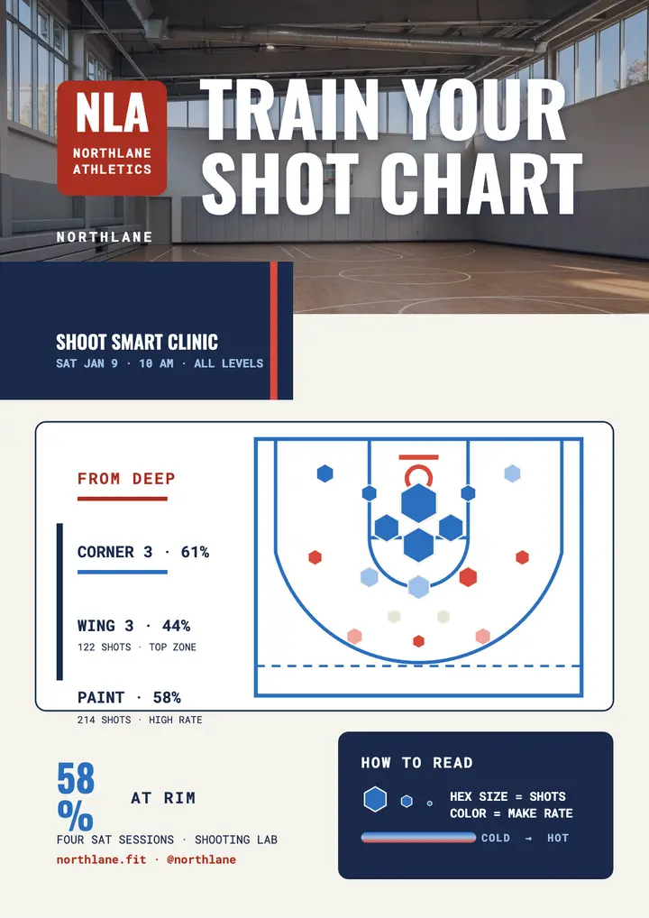 Northlane shot chart training flyer: basketball training flyer template