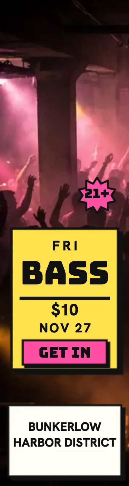 Bunkerlow Bass DJ night skyscraper: dj night skyscraper ad template
