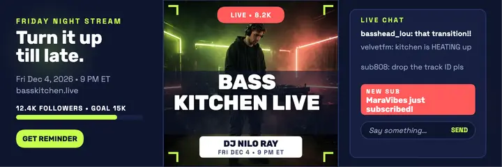 Bass Kitchen Live DJ stream header template
