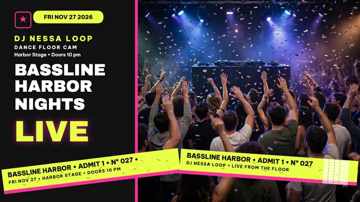 Bassline Harbor Nights DJ live set thumbnail template