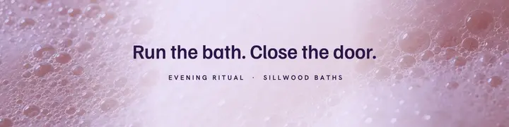 Bath ritual banner, lilac-tinted foam macro template