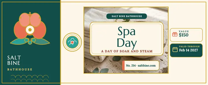 Saltbine Bathhouse spa gift voucher template