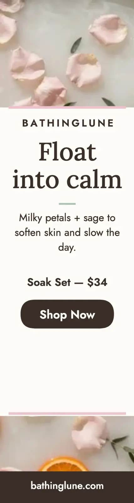Bathinglune milk soak skyscraper: milk bath soak ad template