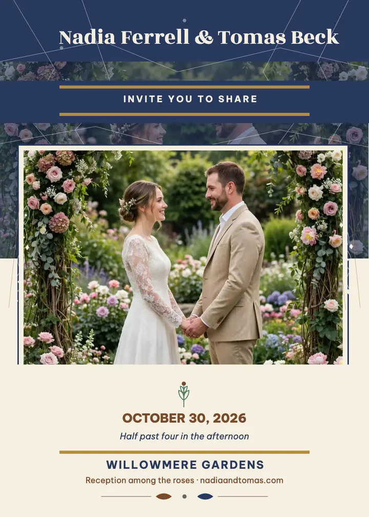 Nadia and Tomas batik garden invitation template