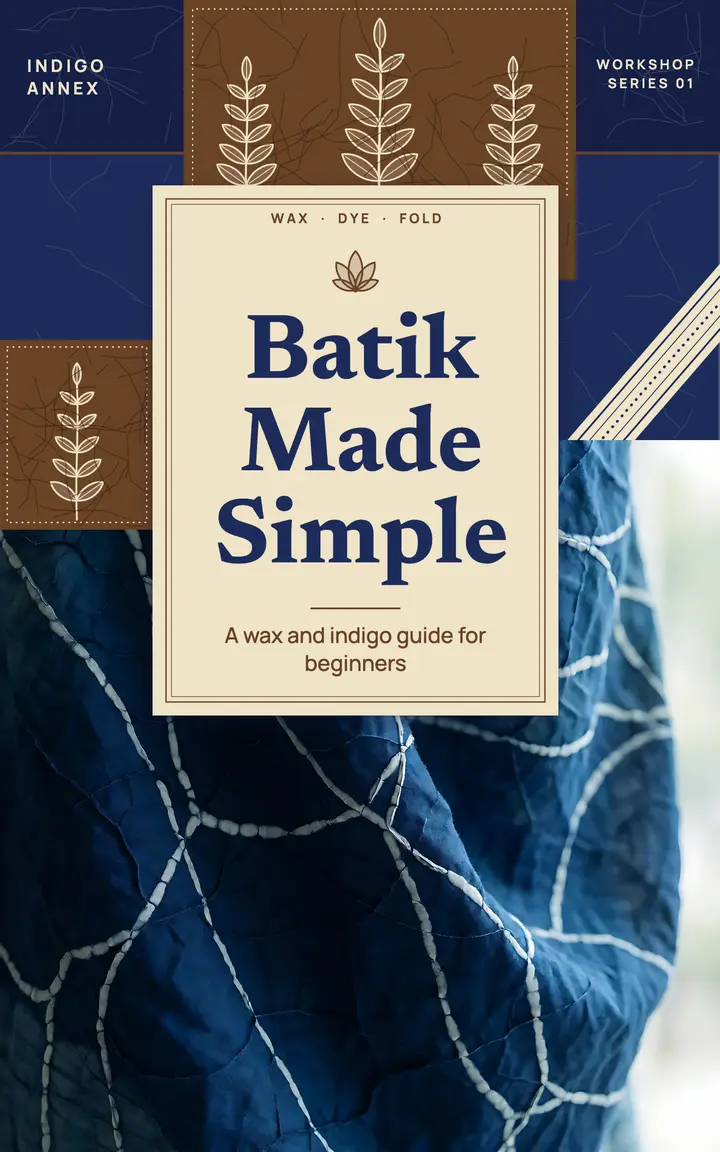 Batik Made Simple ebook cover, wax and indigo: batik ebook cover template