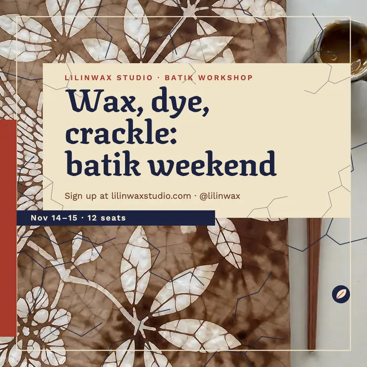 Batik weekend workshop sign-up post, crackle style: workshop sign-up post template