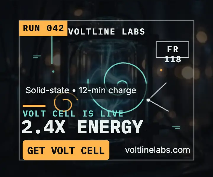 Voltline Labs battery breakthrough ad template