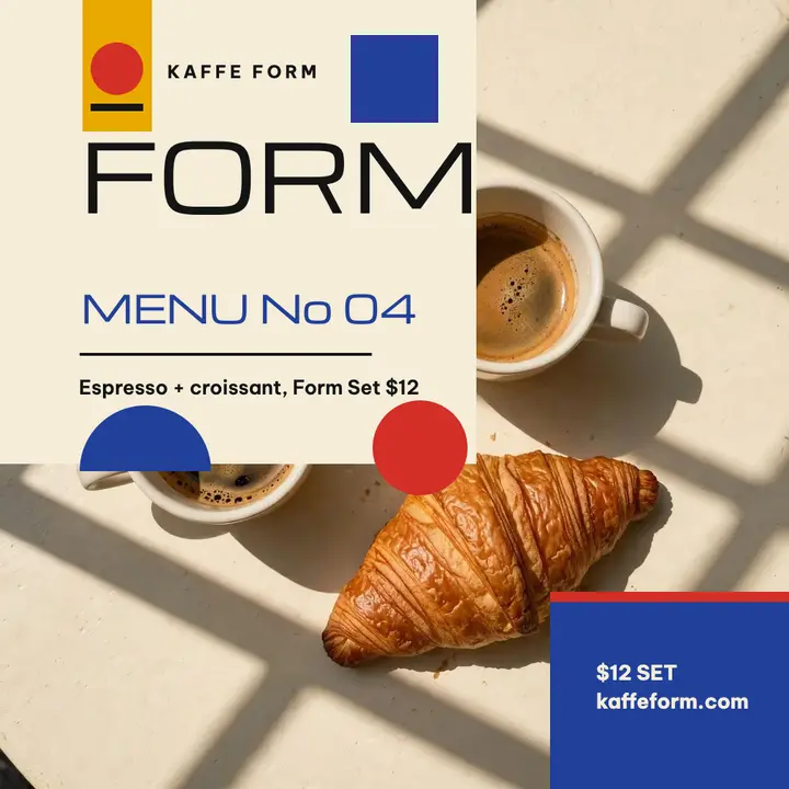 Kaffe Form Bauhaus menu launch post template