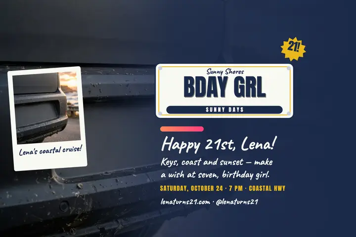 Lena's BDAY GRL vanity plate postcard template