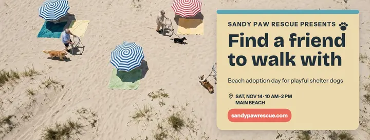 Sandy Paw beach adoption day cover template