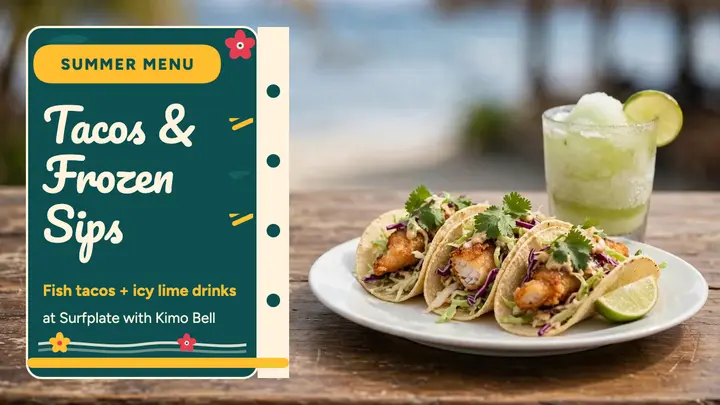 Surfplate beach bar taco menu thumbnail template