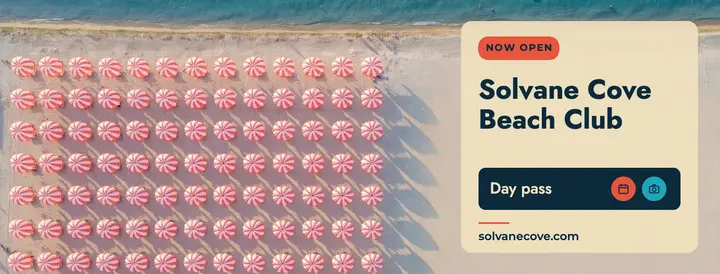Solvane Cove beach club now open aerial cover: beach club facebook cover template