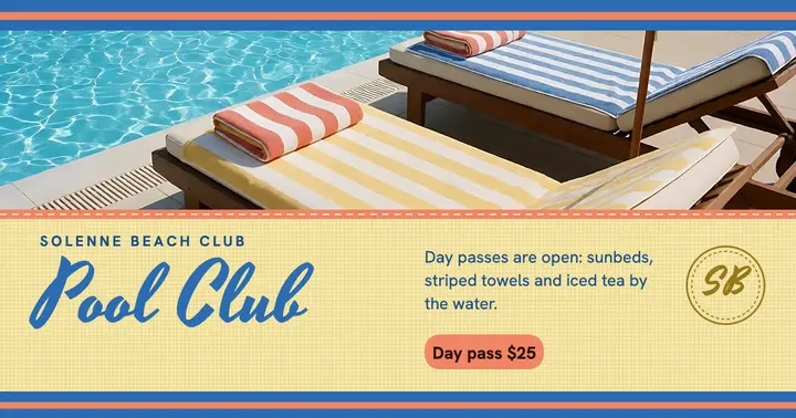 Solenne beach club day pass template
